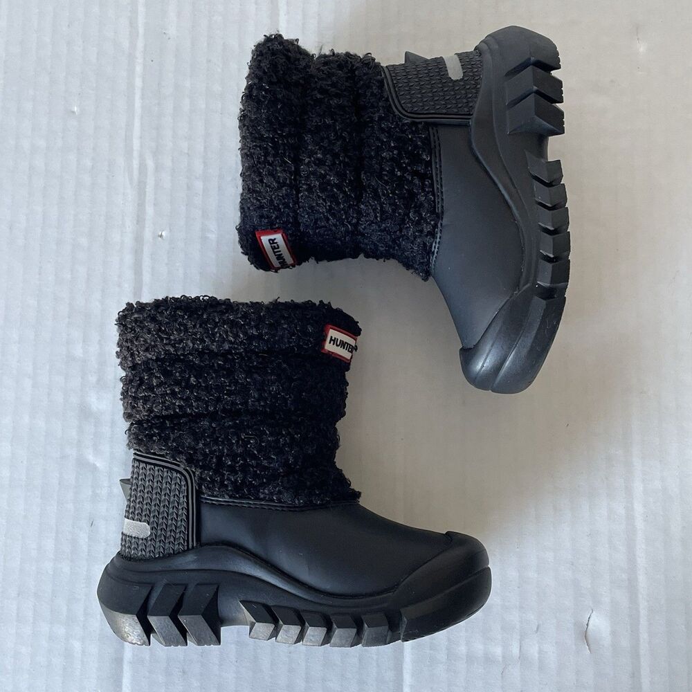 Hunter Kids Black Fleece-Lined Boots - Picture 3 of 12